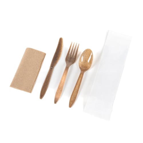 Sustainable Agave Co. 3 Piece Paper Wrapped Biodegradable Agave Fiber Cutlery With Napkin